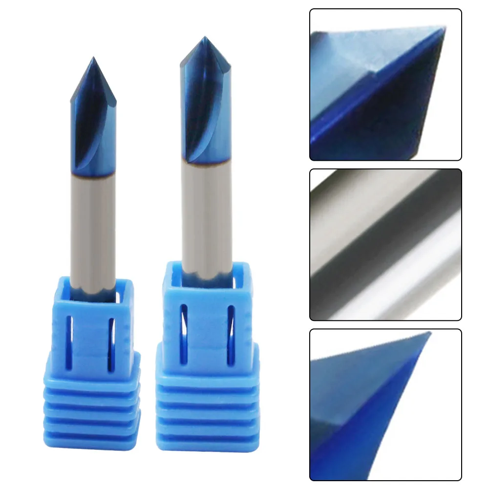 Precision V Type Solid Carbide End Mill with 1/4 Diameter and AlTiN Coating for Chamfering Steel and Brass Components