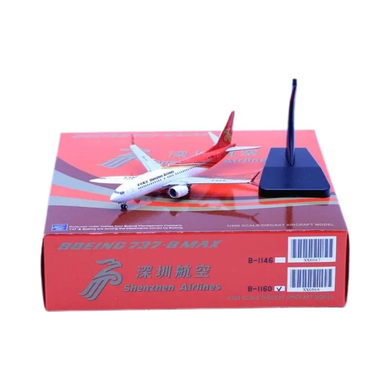 

Diecast 1:400 Scale Shenzhen Airlines B737 MAX8 B-1160 Alloy Passenger Aircraft Model Collection Souvenir Display