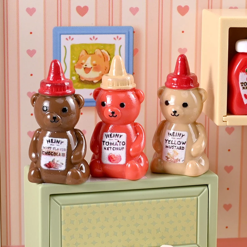 ขวดแยมหมีน้อยจำลอง 10 ชิ้น ขนาด 1/12 สำหรับตกแต่งบ้านตุ๊กตา ของเล่นเสริมสร้างจินตนาการ