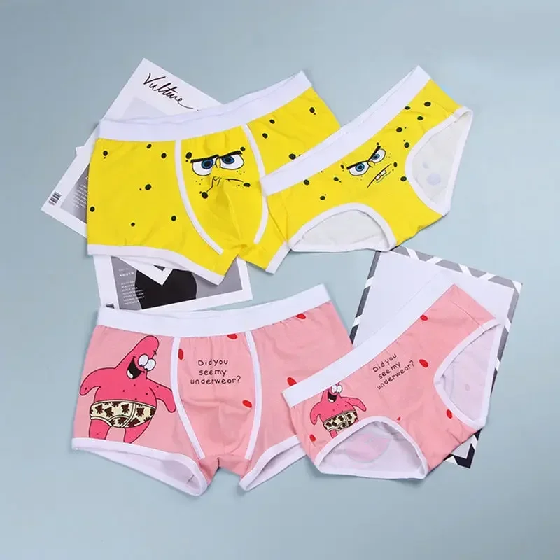 Hot SpongeBob Panties Cotton Underpants Sexy Panties for Women Men Briefs Comfortable Couple Shorts U Convex Pouch Plus L-2XL