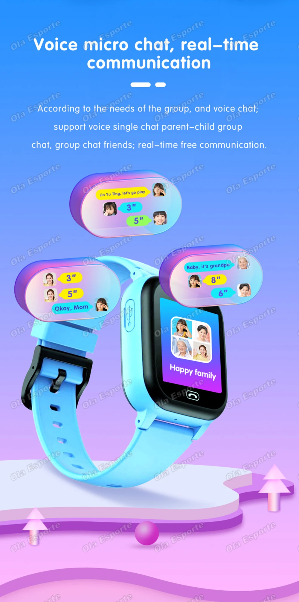 Children's Smartwatch Boy and Girl HD Call LED Flashlight SOS LBS Location Waterproof GPS Alarm Clock Step Count Smart Watch H10
