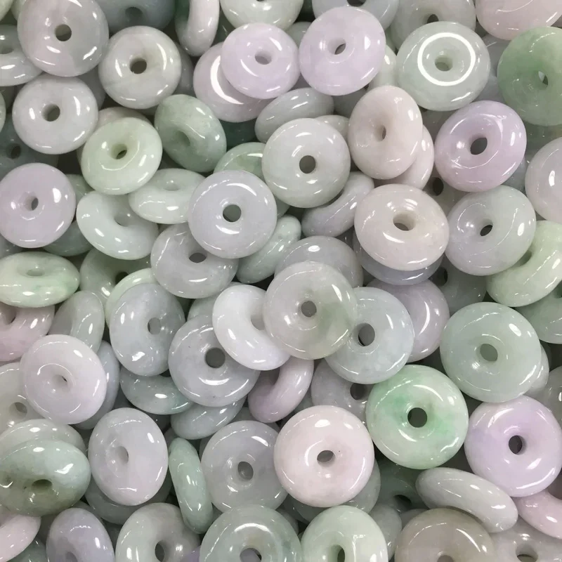 5pc naturalne lawendy typu A Myanmar jadeit Jade koło donut klamra wisiorek naszyjnik grzywny kolczyki DIY Accessoriest kobiet