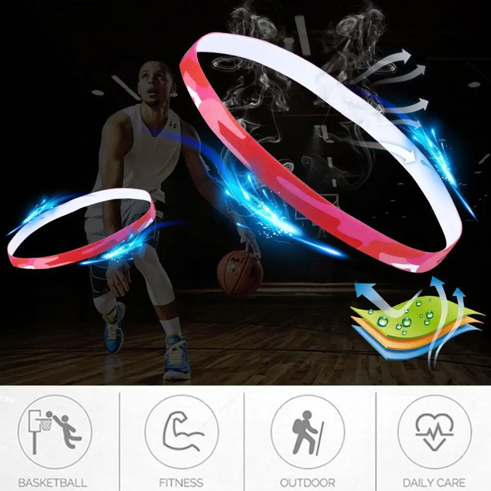 Unisex Sports Hairband Non-Slip Silicone Strip Sweat Guide Elastic Headbands Sweatband Yoga Running Fitness Hair Accessories
