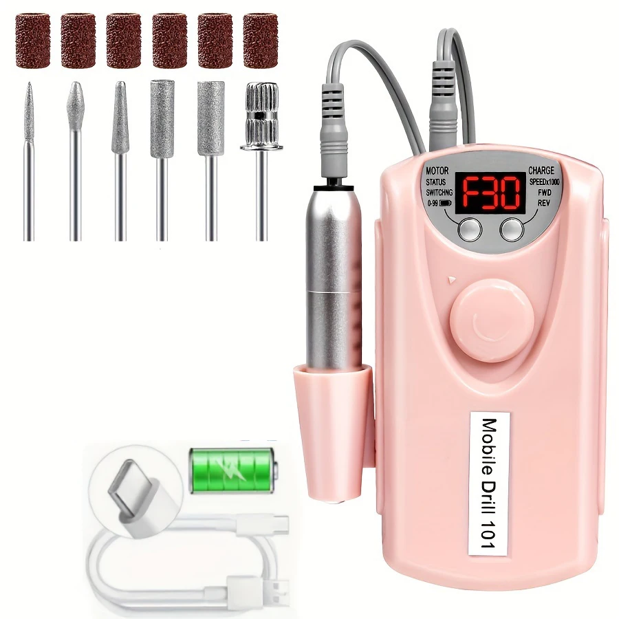 

Manicure Nail Drill Machine LCD Display Rechargeable Specially Designed Electric Polishing Nail Removal Machine Nail Sander Kit
