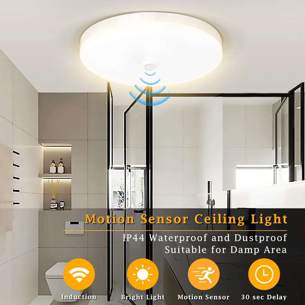 Motion Sensor Ceiling Light Modern Smart Sensor LED Lamp Human Infrared Sensing Lamp Indoor for Garage Corridor Lighting Fixture