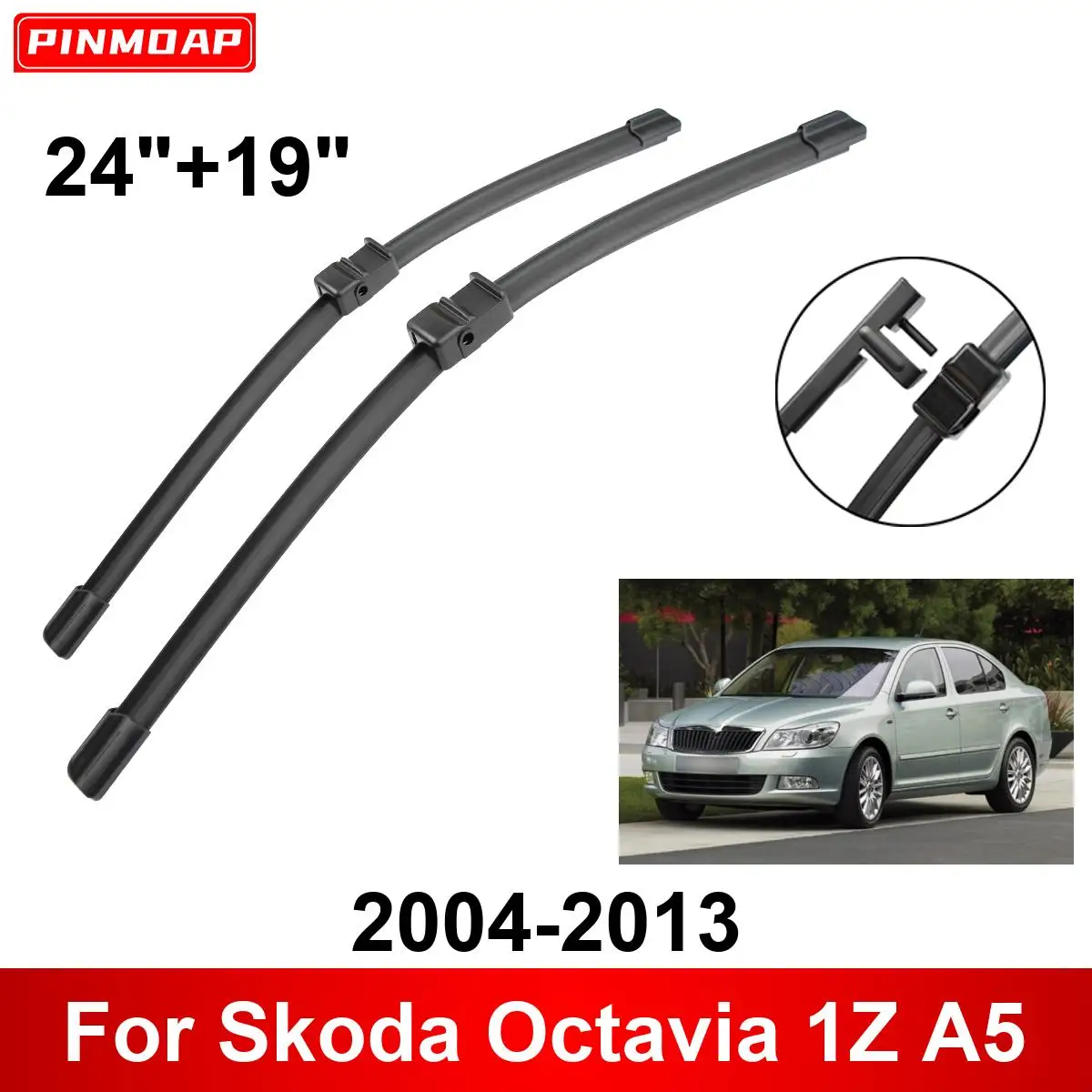 車のフロントおよびリアワイパーブレード,シュコダ,ブラシ,カッターアクセサリー,オクタビア1z,a5,2004-2013, 24