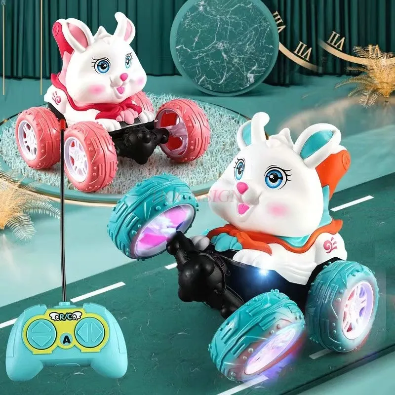 Coniglio acrobatico veicolo telecomandato traffico marmellata fuoristrada autocarro con cassone ribaltabile giocattolo per bambini regalo di 3-8 anni