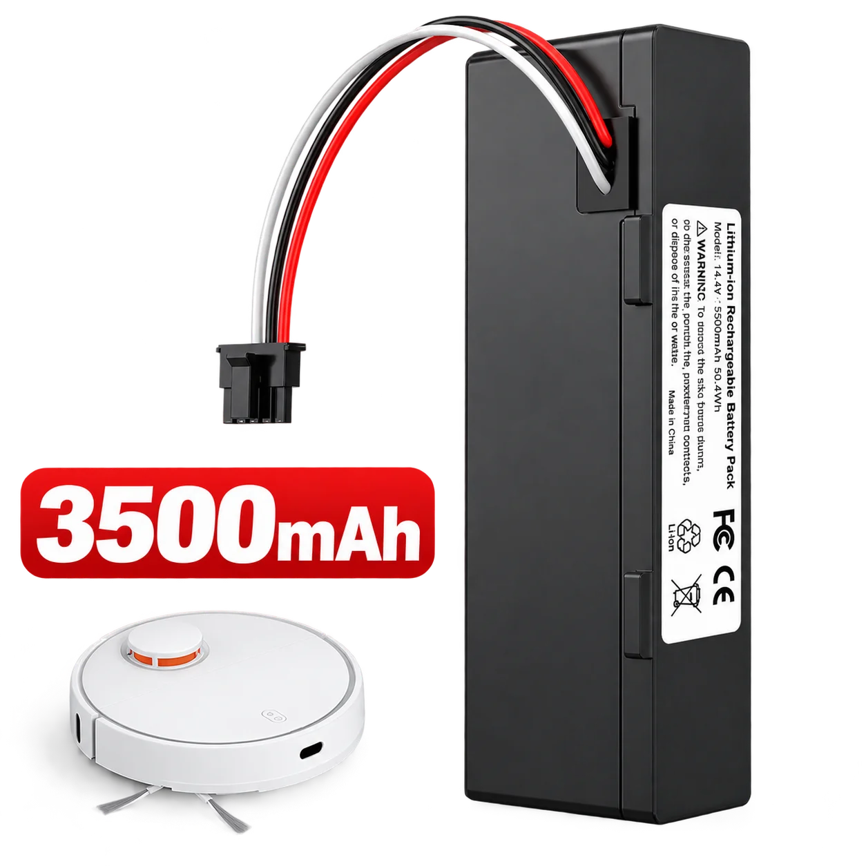 EU-Lagerbestand 14,4V 3500mAh Ersatz-Li-Ionen-Akku für Xiaomi Mijia Mi Robot Vacuum Mop 2S Mop P STYTJ02YM Roboter-Staubsauger