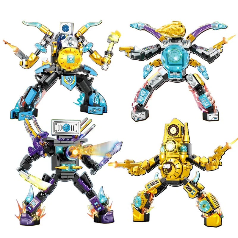 

Skibidi Toilet Surveillance Clock Man Titan TV Compatible Building Blocks Mini Model Action Figures Toy Christmas Halloween Gift