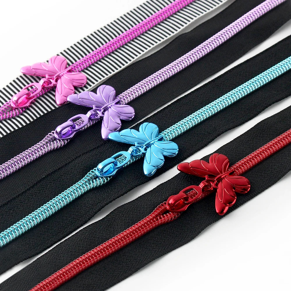 5# Nylon Butterfly/Bee Shape Metal Zipper Head For Wallet Pencil Bags Handbag Luggage Removable Sewing Puller Slider Accessories
