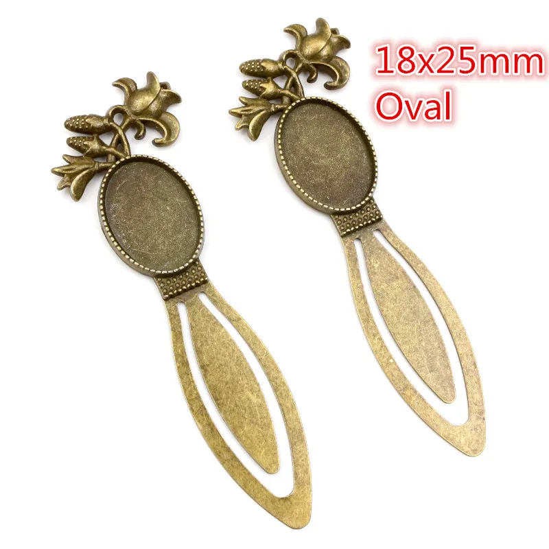 Nowa moda 2 sztuk 18x25mm 20mm wewnętrzna rozmiar antyczny brąz proste kwiat styl ręcznie zakładka Cabochon baza Cameo ustawienie — zdjęcie 7