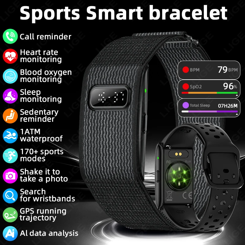 

2026 New Fitness Tracker Sports Smart Bracelet Men Women Smartwatch Heart Rate Blood Pressure Monitor Pedometer Smart Wristbands