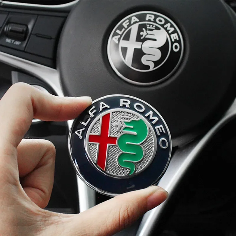 1Pcs 40mm Car Steering Wheel Logo Badge Sticker For Alfa Romeo Mito Giulia Giulietta 147 156 166 159 Stelvio Sportiva 4C 8C GT