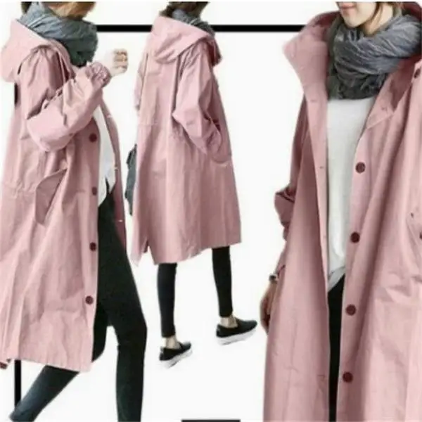 

Brown Trench Women'S Fashionable Raincoat Quality Goth High-End Feeling Flattering Covering Rain Maillard Mujer Front Artsy