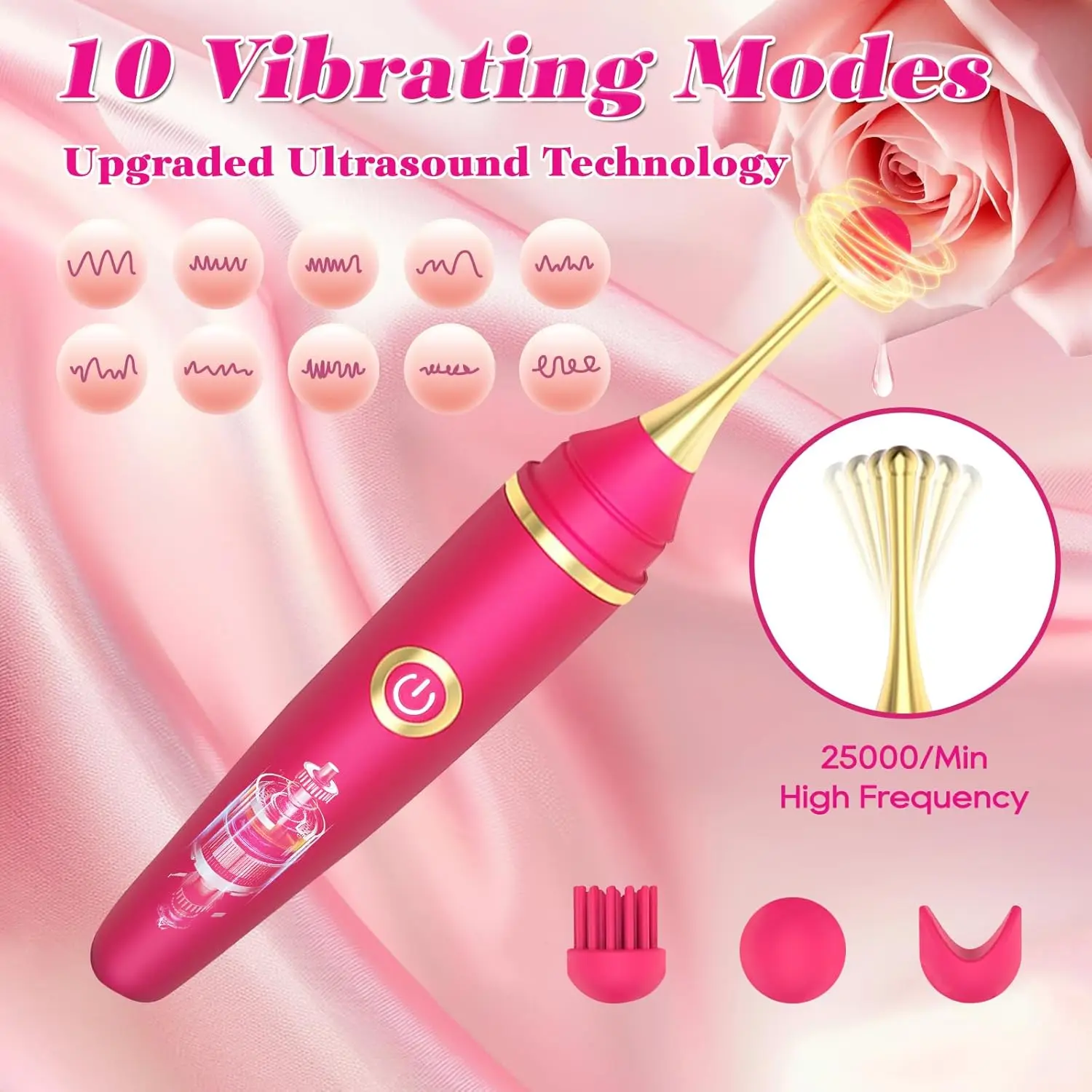 عصا هزاز رصاصة صغيرة ألعاب جنسية للبالغين 10 أوضاع محدد البظر G-بقعة دسار الحلمة محفز عالية التردد 3 رأس سيليكون