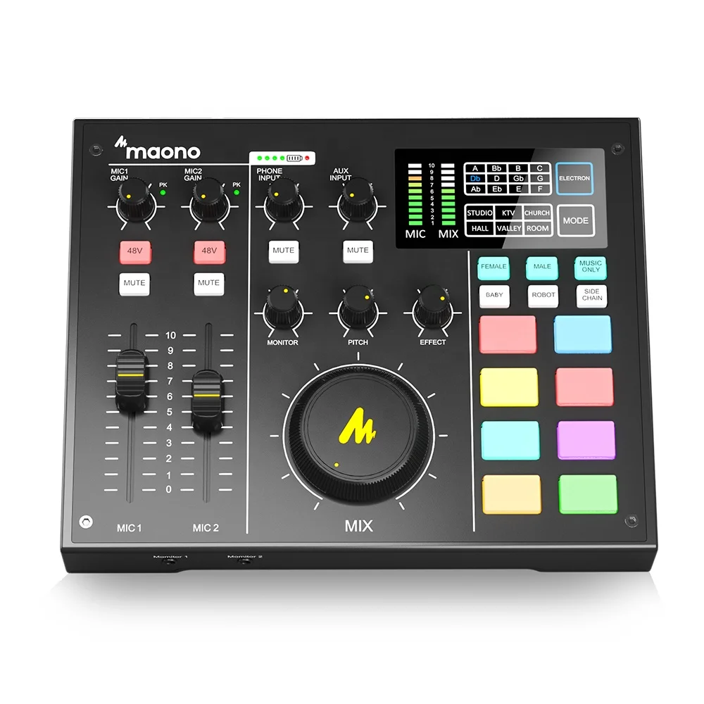 MAONO Scheda audio Registrazione Interfaccia audio Mixer Scheda audio esterna Streamer live con mixer podcast con riduzione del rumore