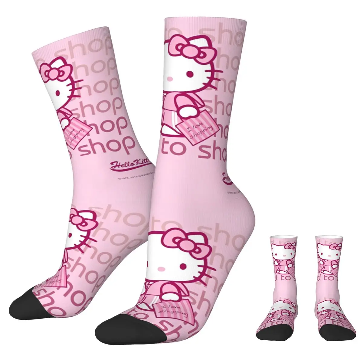 Official Hello Kitty I Love Shopping Sock Happy Funny Male Men Socks Harajuku Graphic Women's Socks Spring Summer Autumn Winter