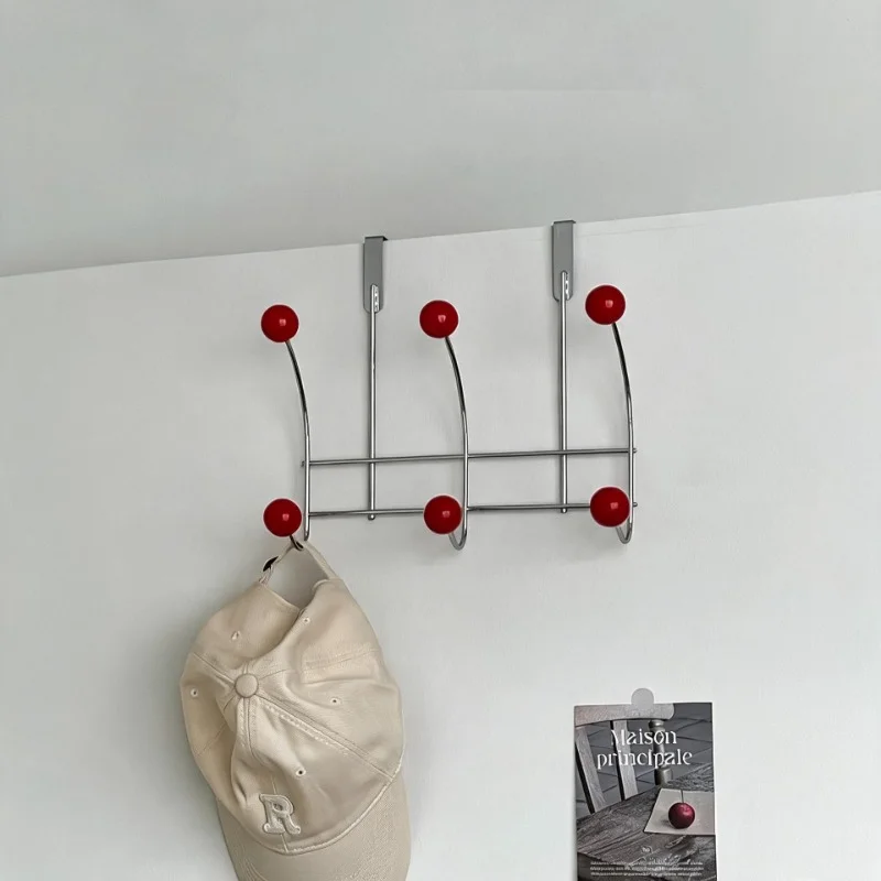 Simple Door Hooks Iron Frame Wooden Spherical Clothes Caps Three Hooks Modern Door Hanger Organizer Home Storage Organization