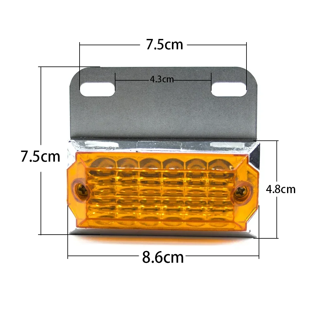 10pcs 12V 24V 15 LED Side Marker Light Car External Light Squarde Warning Tail Light Signal Lamp Auto Trailer Truck Lorry Amber