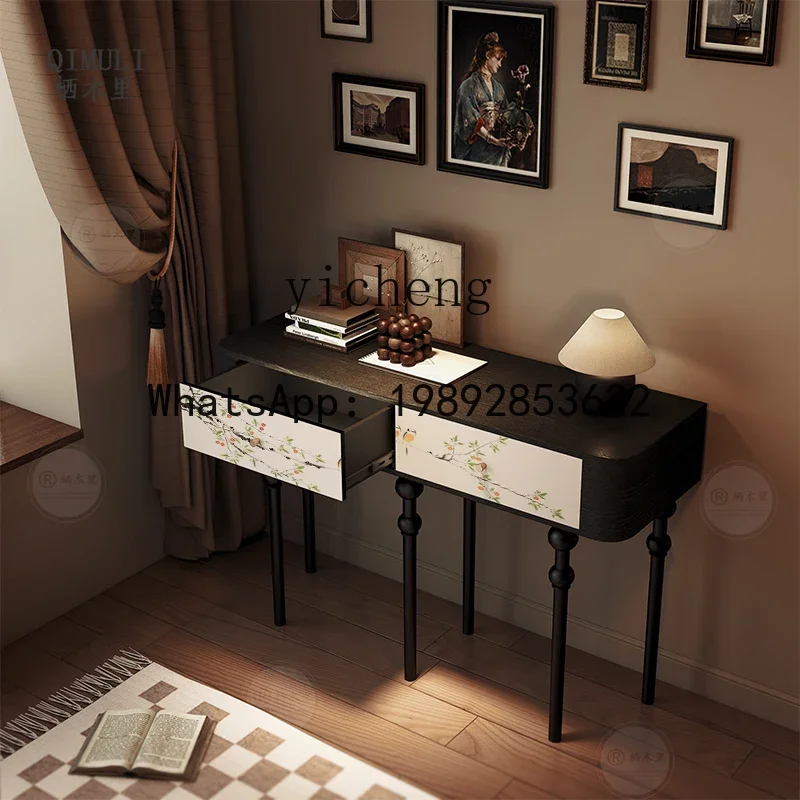 FZ medieval solid wood edge few entry corridor end view table case table living room wall semicircular decorative locker