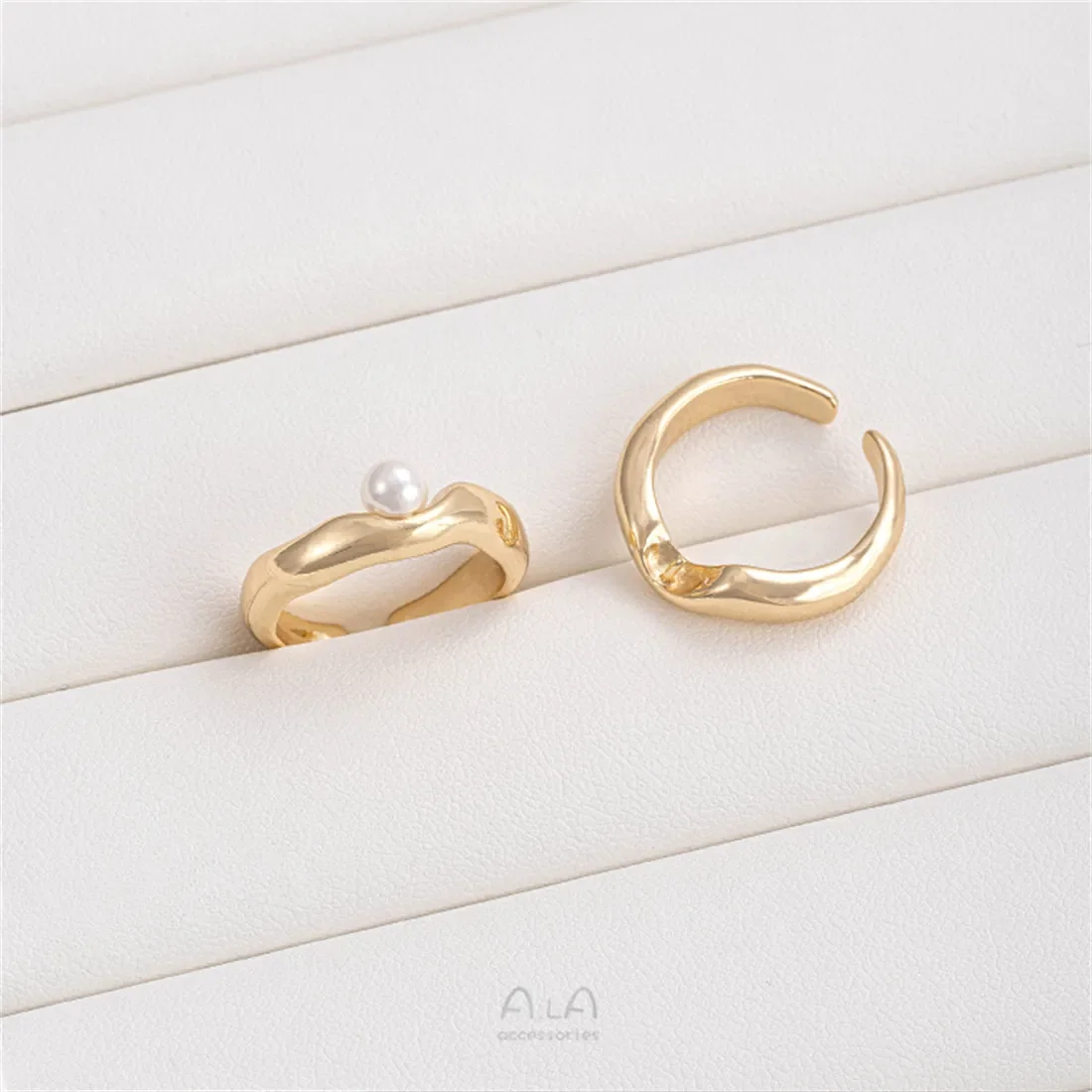 Set cincin manik daun abstrak Tulip mawar paket emas 14K aksesoris buatan tangan mutiara buatan tangan DIY B712