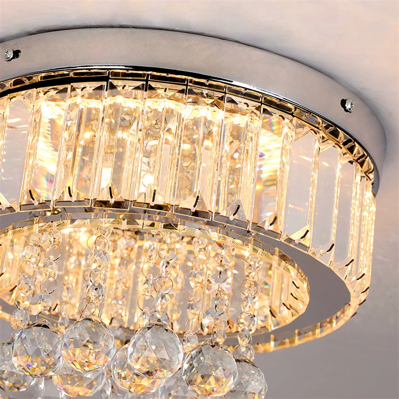 Imagem -06 - Flush Mount Crystal Chandelier Lâmpada do Teto Regulável Luz Pendente para o Quarto Sala de Jantar Sala de Estar Corredor Moderno