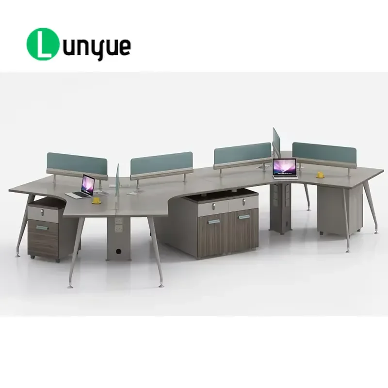 Modern 6 Person Office Workstation Modular Computer Desk with Partition Table for Studio Workspace Wholesale Price