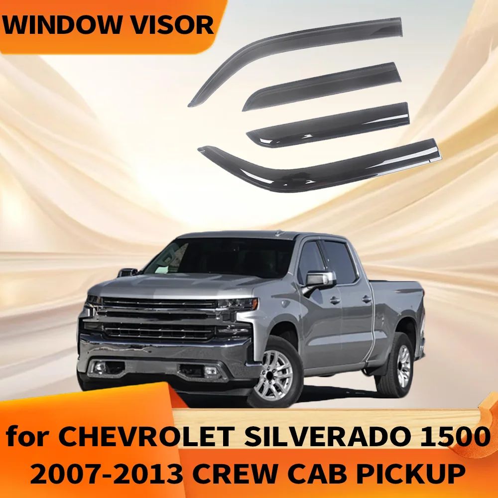 

Оконный козырек для CHEVROLET SILVERADO 1500 2007-2013, CREW CAB PICKUP, ветровые дефлекторы, защита от дождя, дверной козырек, вентиляционные шторы, вентиляционный козырек