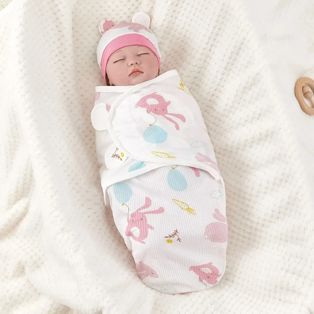 2Pcs/Set Babies Sleeping Bags Newborn Baby Cocoon Swaddle Wrap Envelope Cotton 0-6 Months Baby Blanket Swaddling Wrap Sleepsack