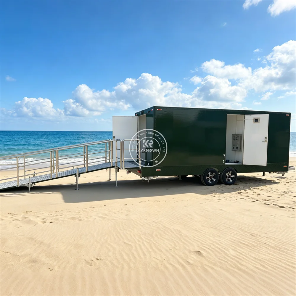 Mobile Bathroom Outdoor Portable Restroom Cabin Large Capacity Toilet Trailer Multi-person Bathroom Trailer With Non-Slip Floor
