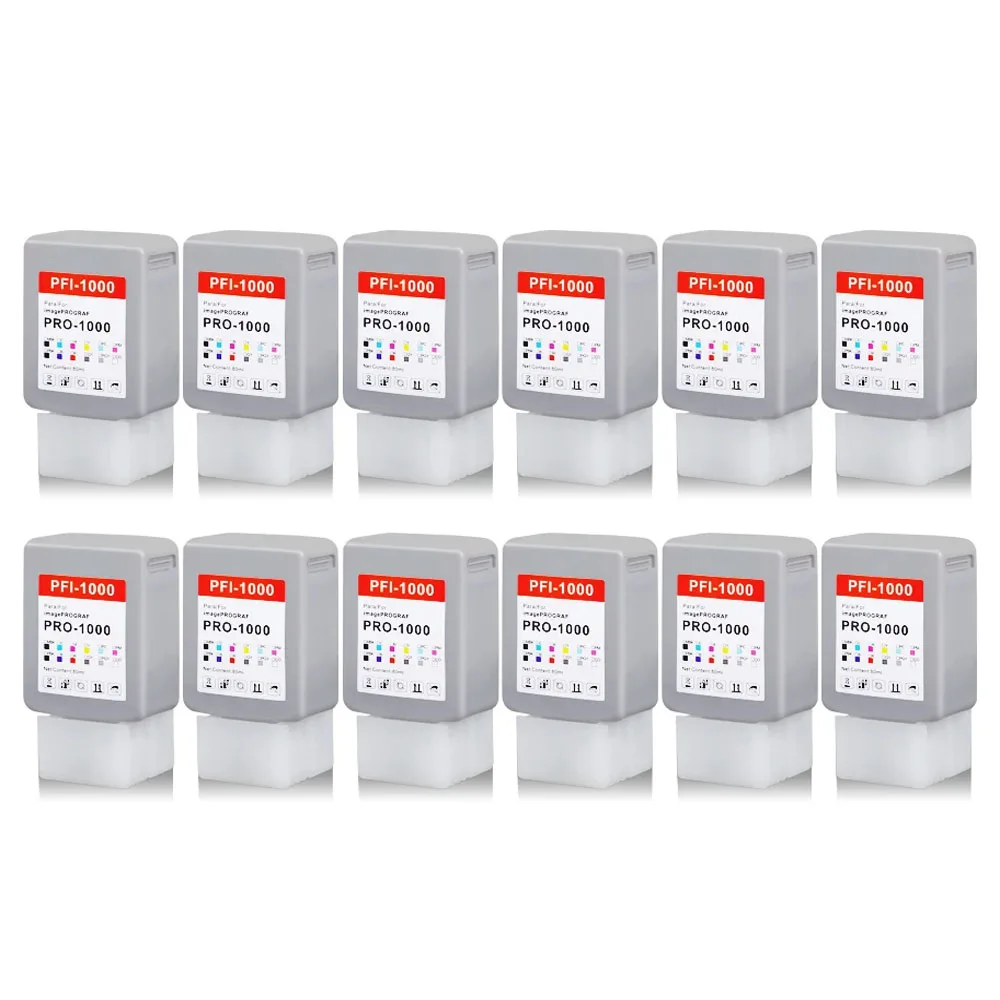 12Colors/Set PFI-1000 80ML Compatible Ink Cartridge With Full Pigment Ink For Canon imagePROGRAF PRO-1000 PRO1000 Printer