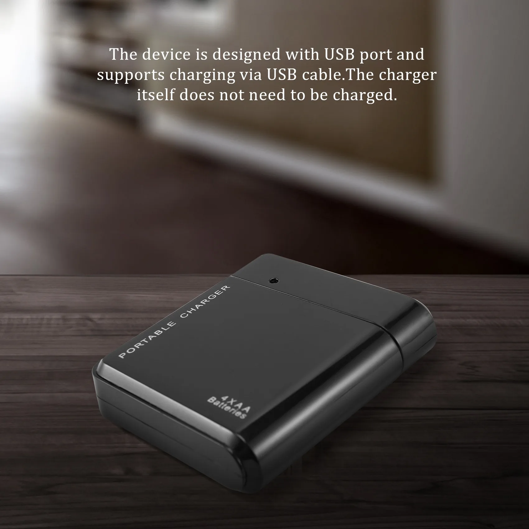 Schwarz 4X AA Batterie Tragbares Notstrom-Ladegerät USB für Handy HGC