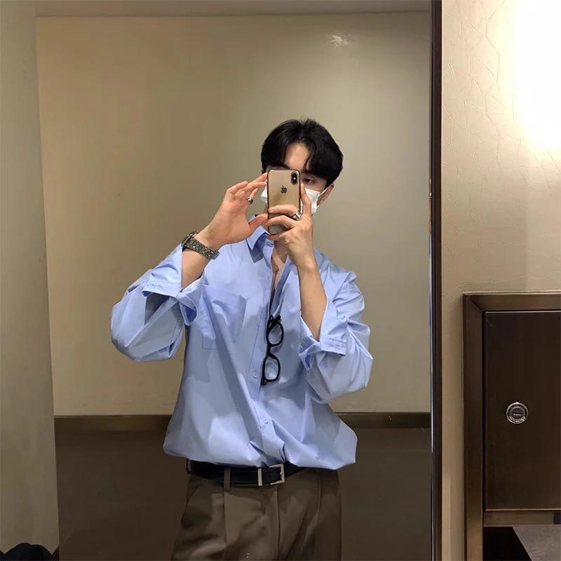 

Мужская летняя повседневная рубашка-поло из полиэстера, однотонная, с длинным рукавом, для формального и повседневного стиля