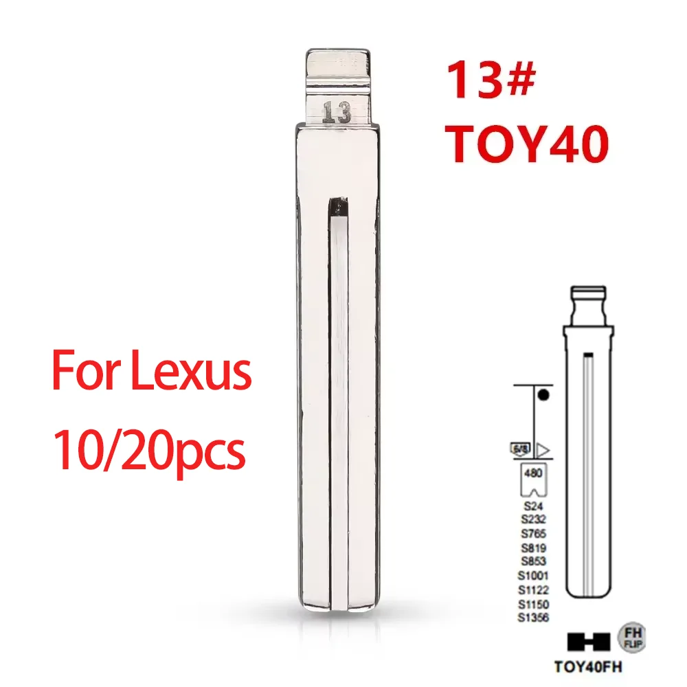 10-20PCS For Lexus Flip Key Blades TOY40/LXP90/TOYO-18 - Stainless Steel Replacement Key Blanks for Remote Shell