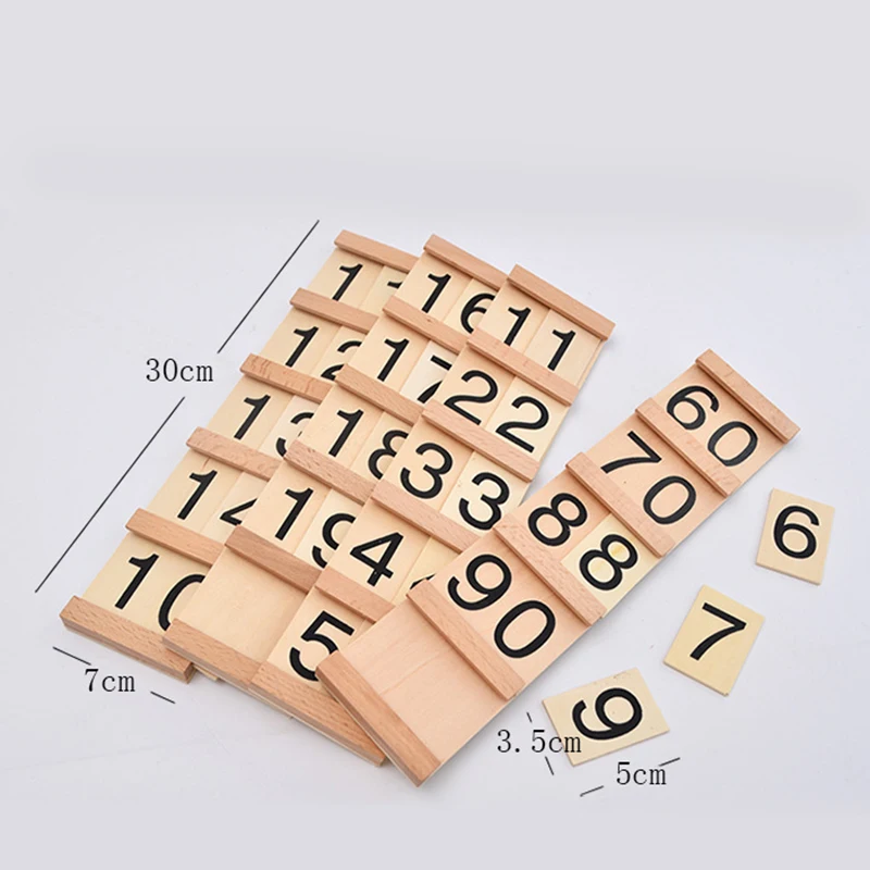 Children's Wooden Montessori Numbers 1-99 Learning Card Math Teaching Aid Preschool Children Early Education Educational Toys