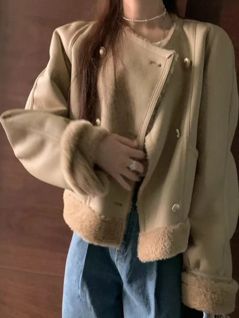 Chique retro trespassado pele couro intercado quente longo casaco feminino Sve Hong Kong Sle High-End Sensation Haome C...