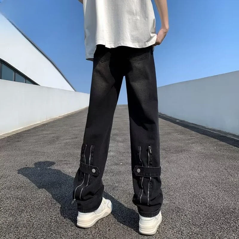 

2023 Men's Spring Autumn Fashion Loose Casual Jeans Male Streetwear Wide Leg Pants Mens Long Straight Denim Trousers F265