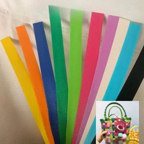 PP 손으로 짠 테이프, 13mm 너비, 0.4mm 두께, 손으로 짠 꽃 바구니, 얇은 소프트 벨트, 50 계량기 긴 손 재료