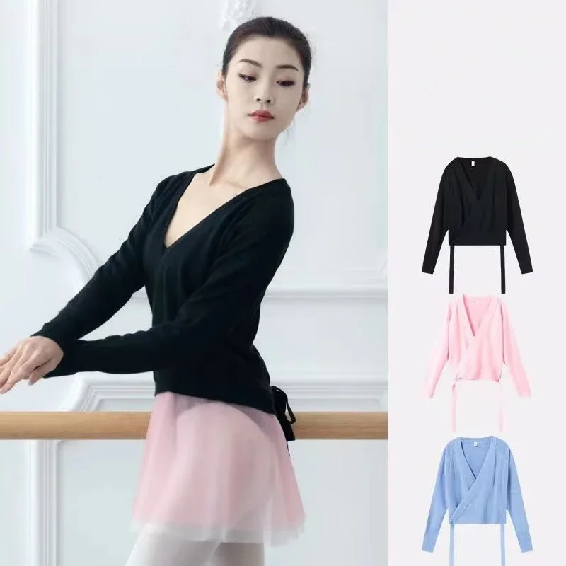 Pull de danse à manches longues pour adultes, manteau en tricot, veste d'automne et d'hiver, vêtements de pratique de ballet, cardigan de yoga chaud, Y