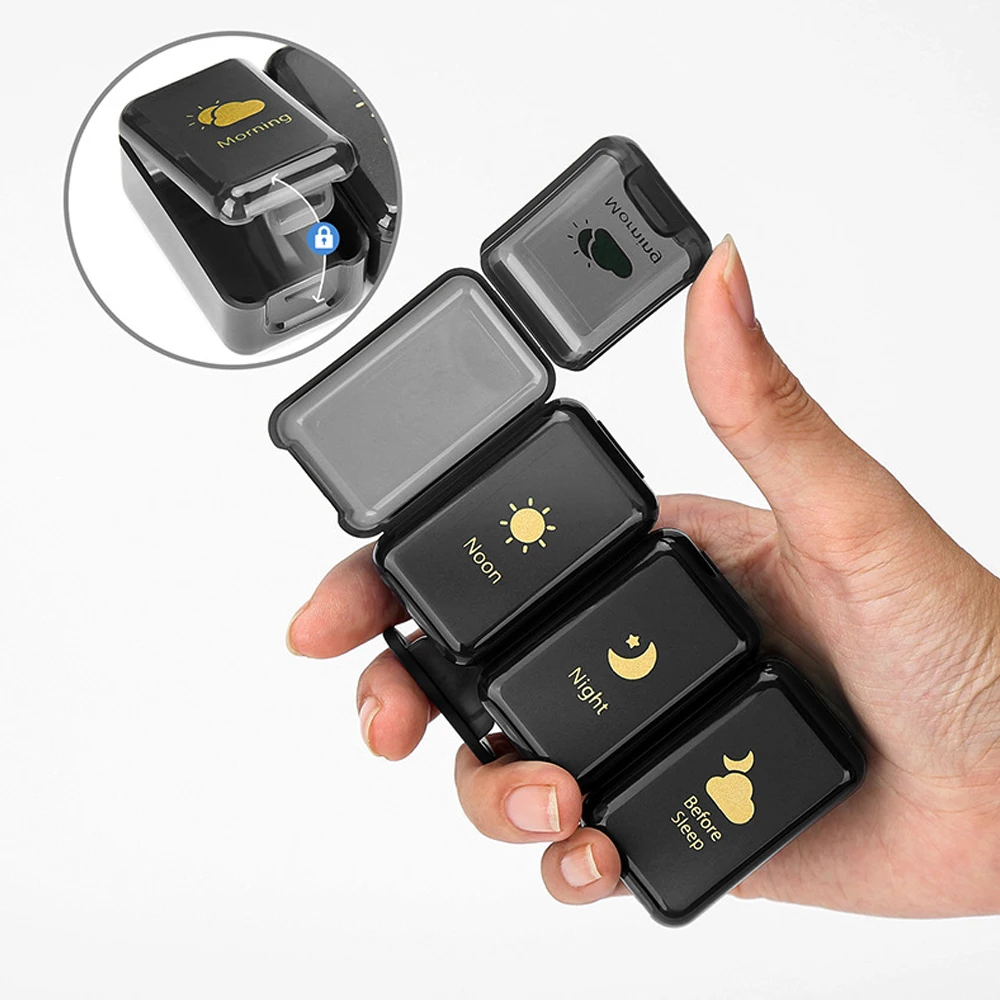 1 قطعة منظم حبوب منع الحمل 4 مرات في اليوم منظم حبوب منع الحمل مع درج مصممة صندوق حبوب منع الحمل الكبير علبة حبوب السفر صندوق دواء 7 أيام #4