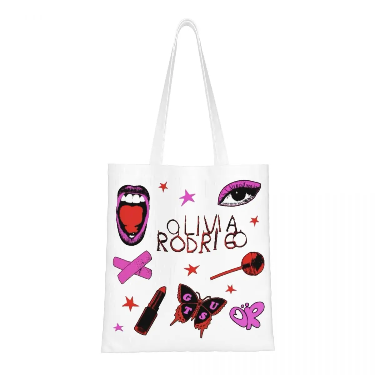 Custom Olivia Vampire Rodrigos Sour Guts Grocery Shopping Tote Bag Women Canvas Shopper Shoulder Bag Big Capacity Handbags