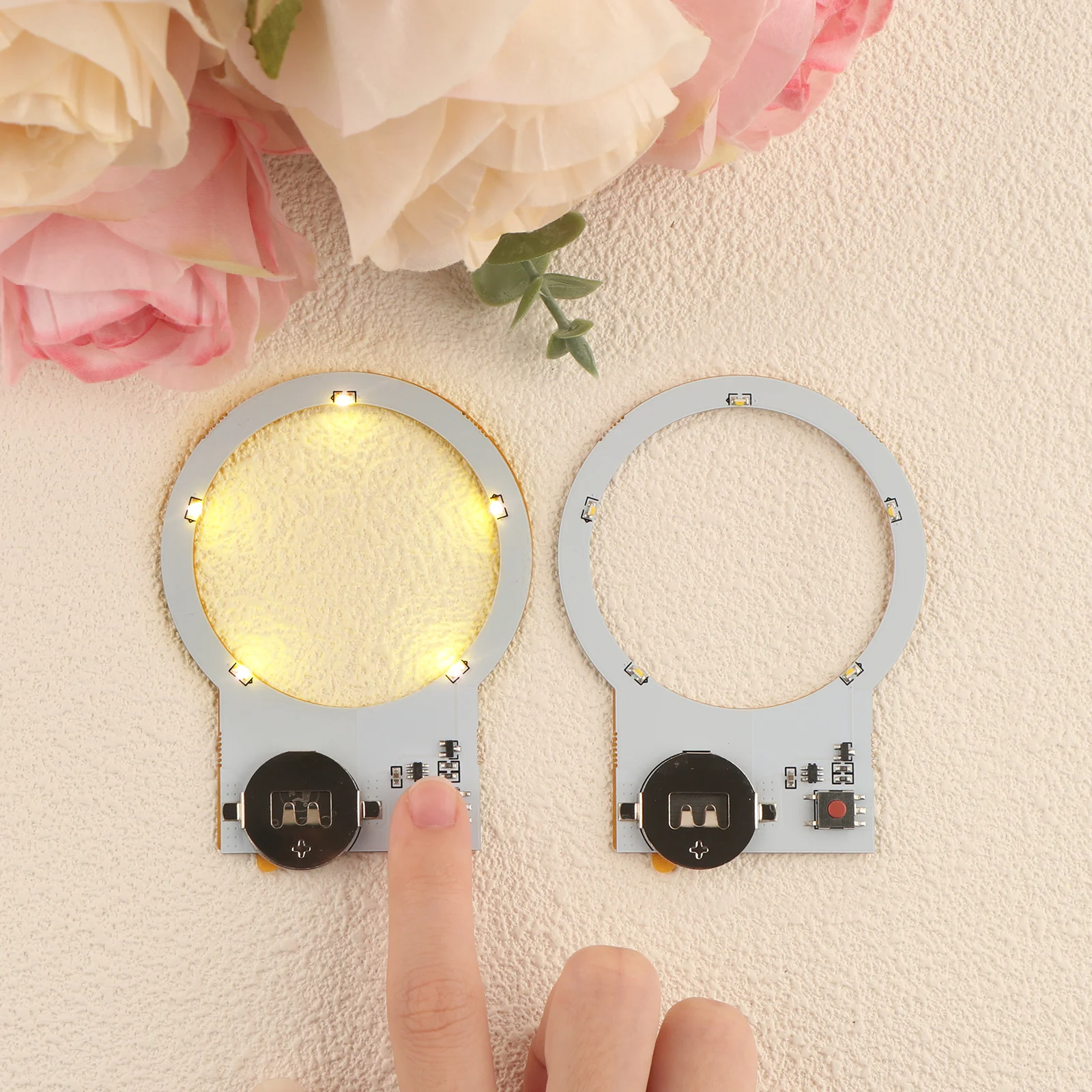 2/3/4 Stück/Set Halo-Lichter, selbstklebende Leuchteinheiten mit warmweißen LEDs, einfache Lichter für die Herstellung von leuchtenden Karten, Bastelbedarf