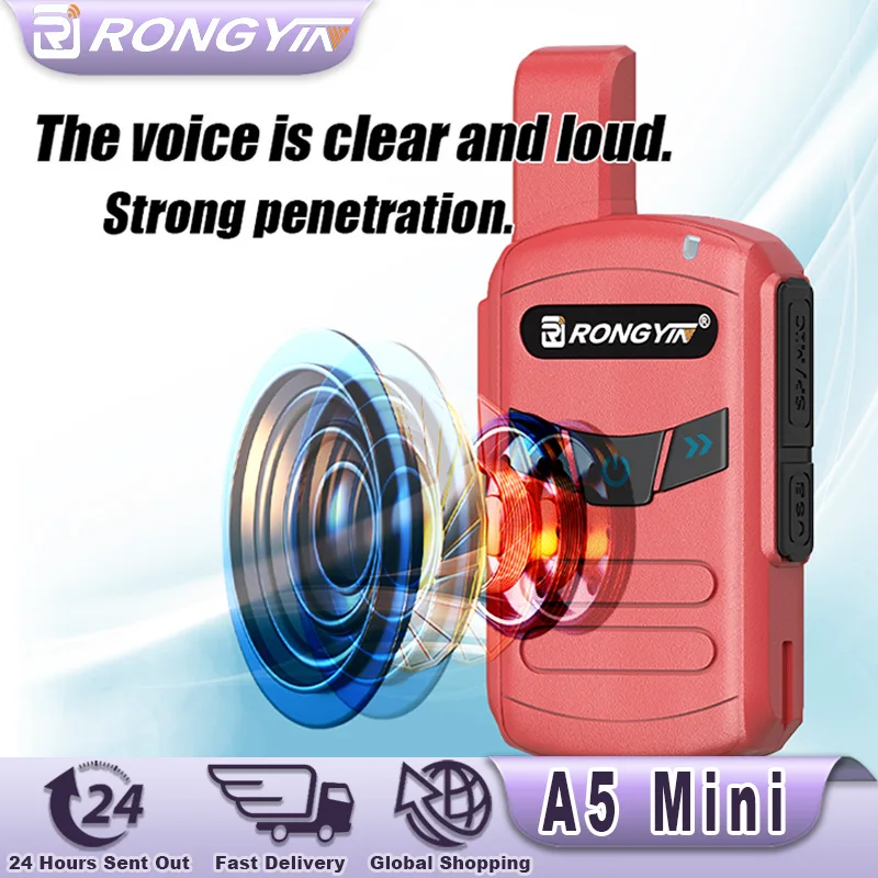 Rongyin-ミニラジオa5cb,uhf 400-470mhz,バッテリー節約,16チャンネル,Cタイプ充電,長距離トランシーバー,子供向けギフト,BF-T20