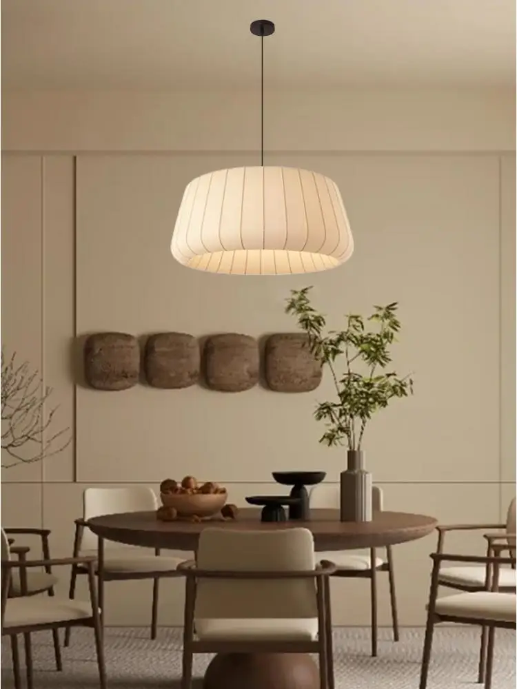 

Nordic Retro Fabric Living Room Pendant Lights Wabi Sabi Style Restaurant Bedroom Chandelier Lighting Home Lustre Hanging Lamps
