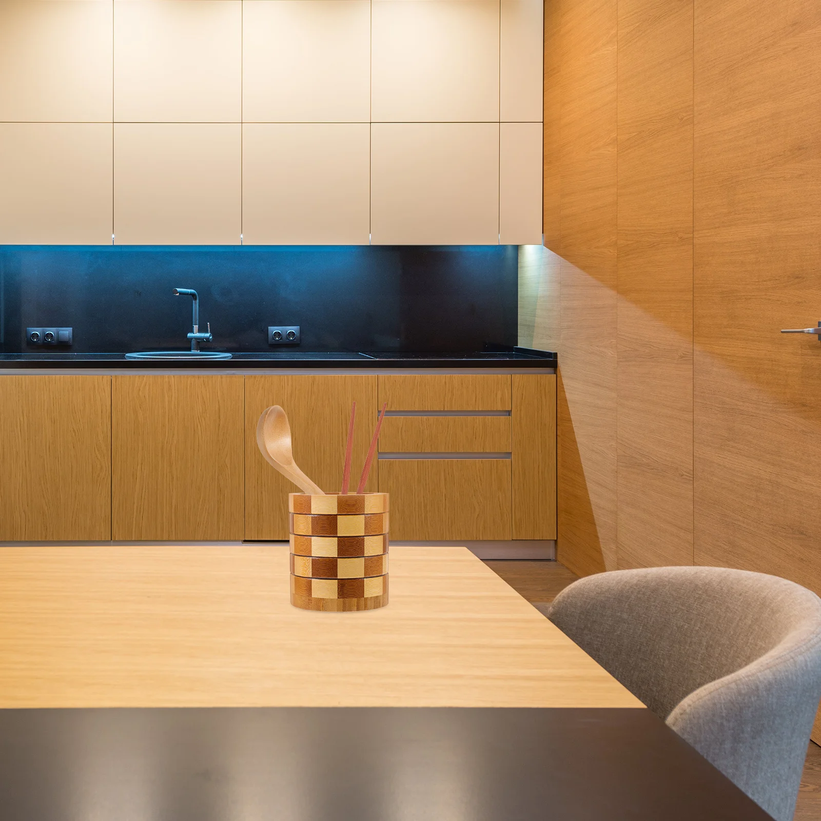 

Compact Vintage Check Utensil Storage Holder Kitchen Cutlery Organizer Flatware Container Chopstick Holder Tableware Countertop