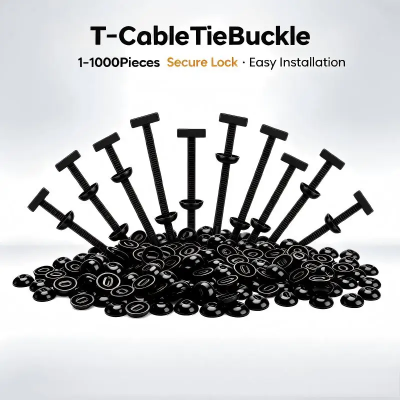 T-Handle Double Round Buckle Plastic Cable Rivet Tie Self Locking Fastener Clips Auto Car Part Wire Harness Fixed Binding Straps