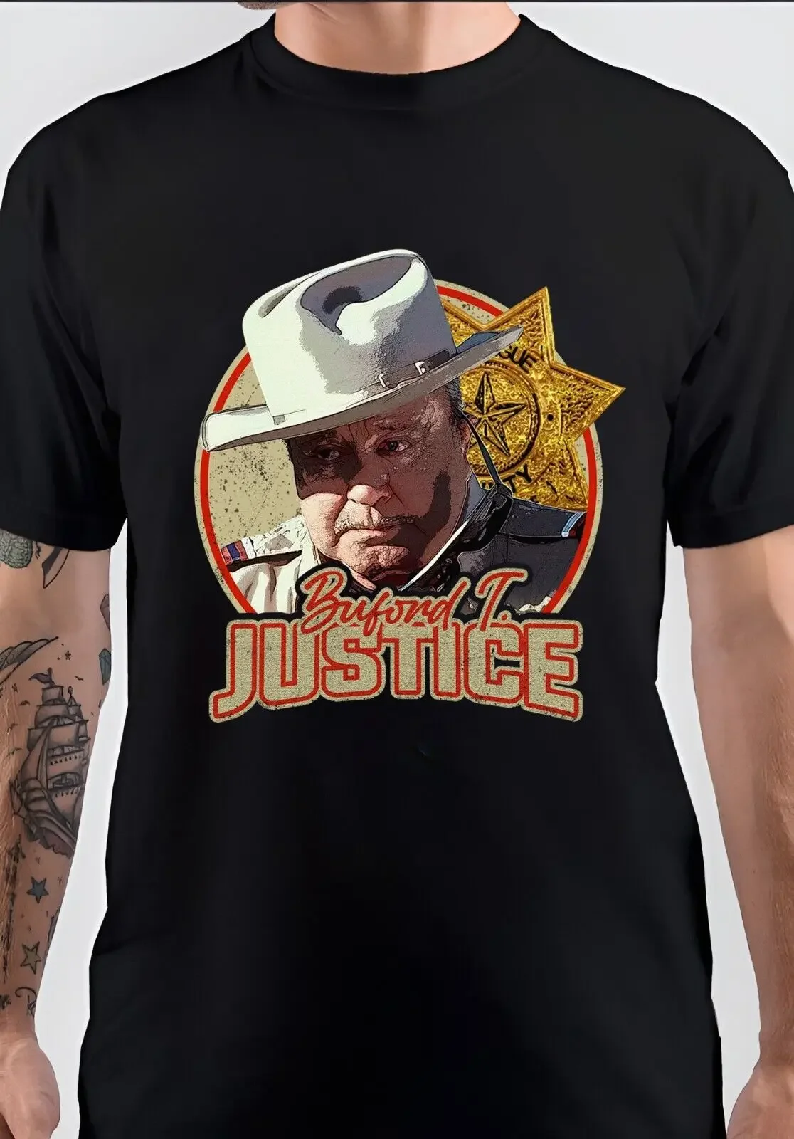 NWT Sheriff Buford T Justice Cool Art Shirt long or short sleeves