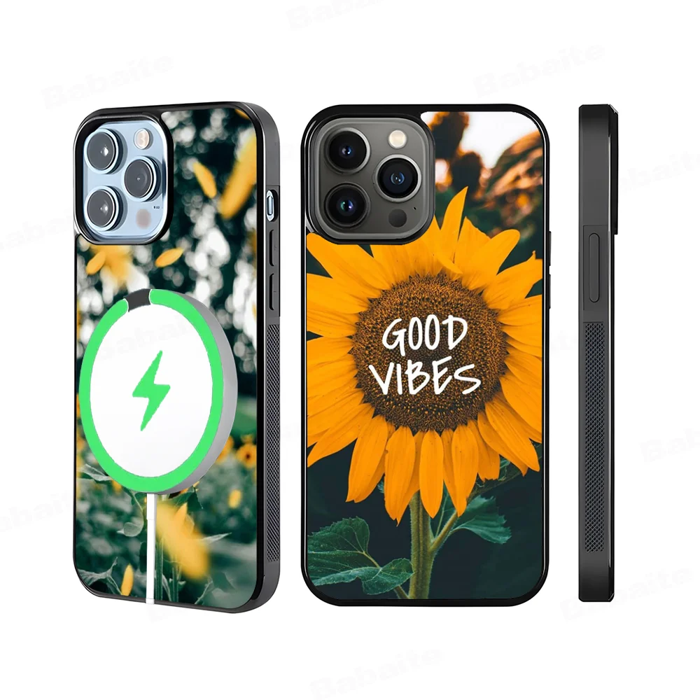 

Beautiful Flower Sunflower Phone Case Magnetic Case For IPhone 16 14 13 12 11 15 Pro Max Plus For Magsafe Wireless Charge Cover