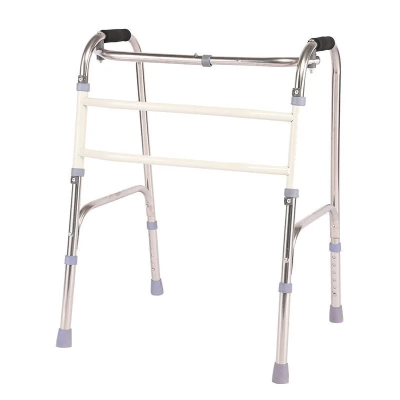 Adjustable stainless steel four-legged walker Folding rehabilitation armrest with multiple crutch walkers