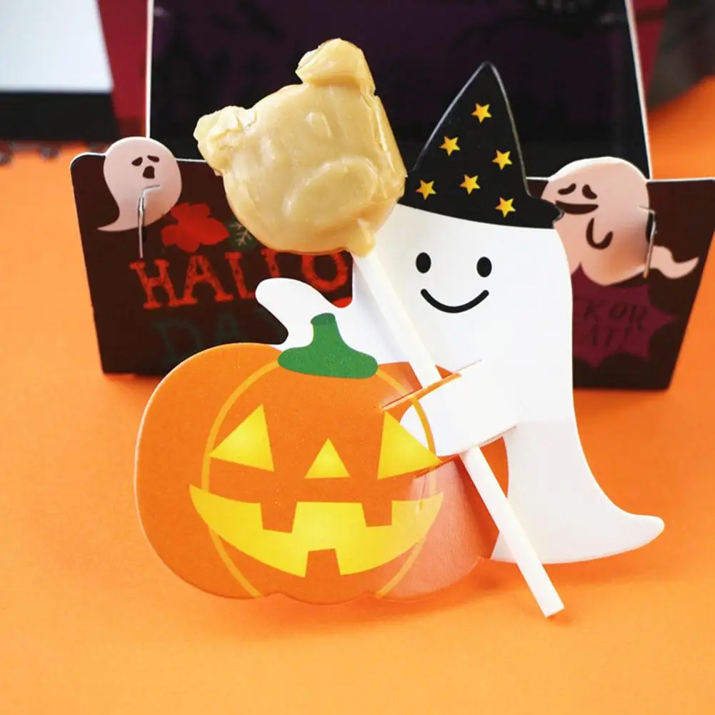50 pezzi di carte di stoccaggio di zucca di Halloween Carte di imballaggio di caramelle per bambini Dolcetto o scherzetto Decorazione carina di Halloween fai da te